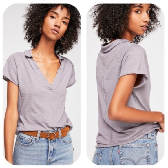 Free People Tops - WE the Free People Pop Your Collar Tee Purple NWOT
